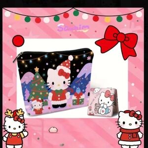 Hello Kitty Festive Cosmetics Pouch - Black, Red, Green